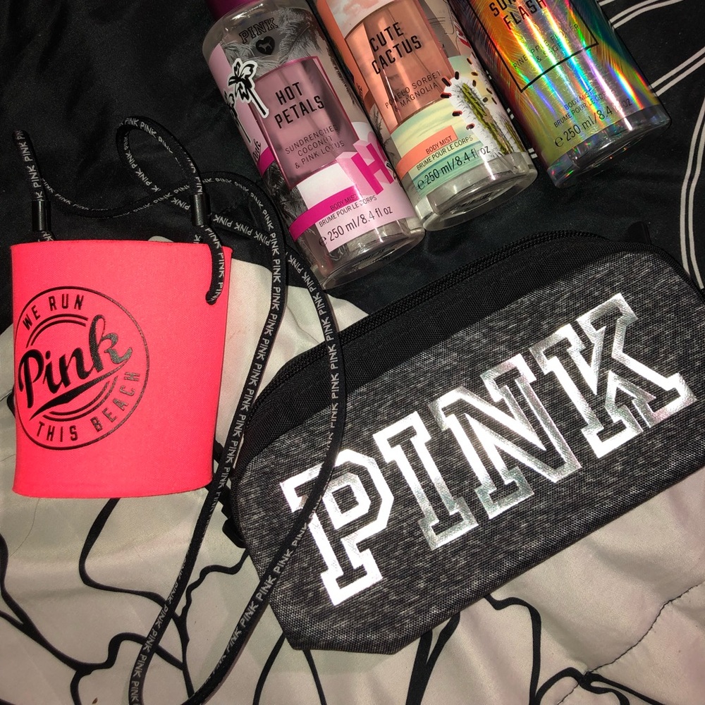 Pink Coozie and Accessory Holder